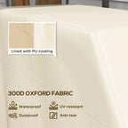 Beige PU-coated grill cover material with visible seam lines and smooth finish