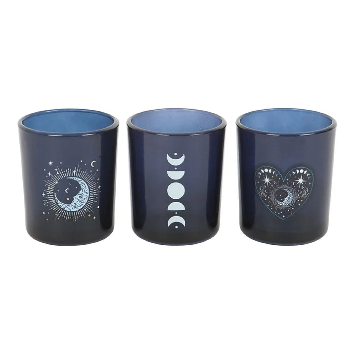 Set of 3 Blue Moon Votive Candle Holders - Bobobiy