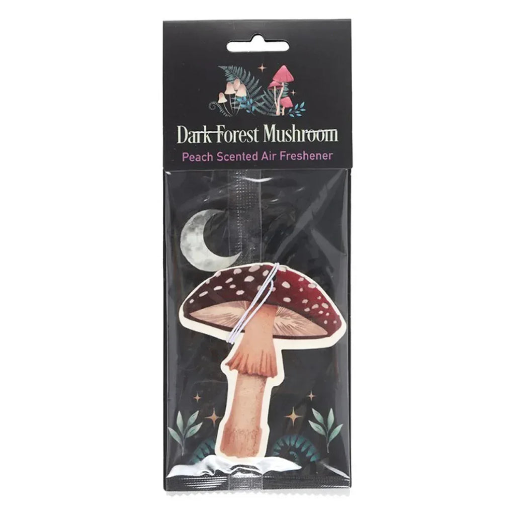 Peach-scented mushroom air freshener package with hanging mushroom cutout