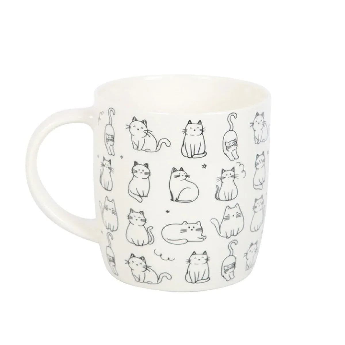White Happy Cat Print Mug