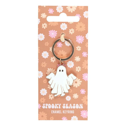 Spooky Season Groovy Ghost Keyring - Bobobiy