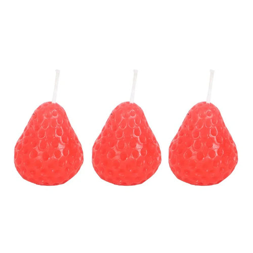 Set of 3 Strawberry Shaped Candles - Bobobiy
