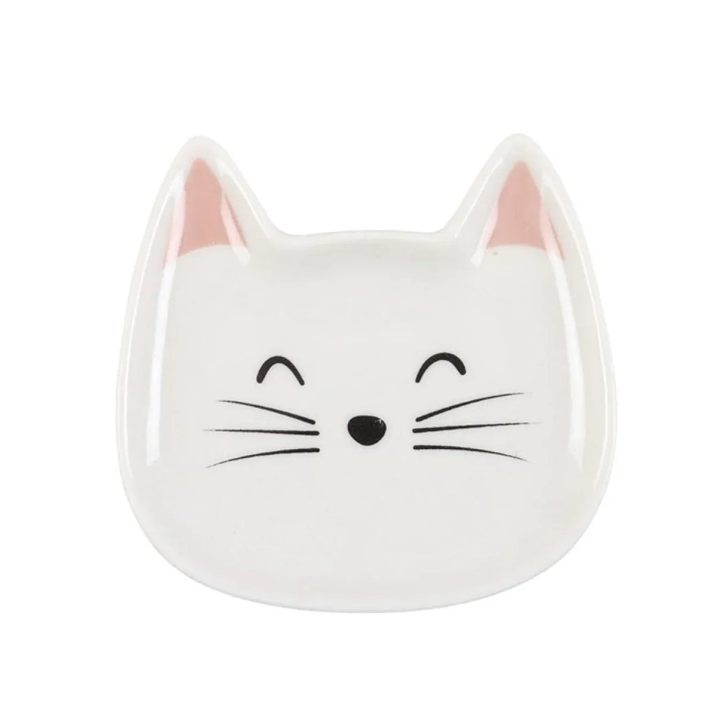 White Cat Face Trinket Dish - Bobobiy