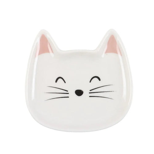 White Cat Face Trinket Dish - Bobobiy