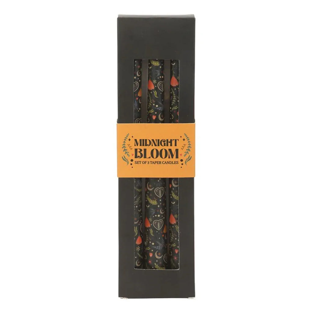 Set of 3 Black Midnight Print Taper Candles - Bobobiy