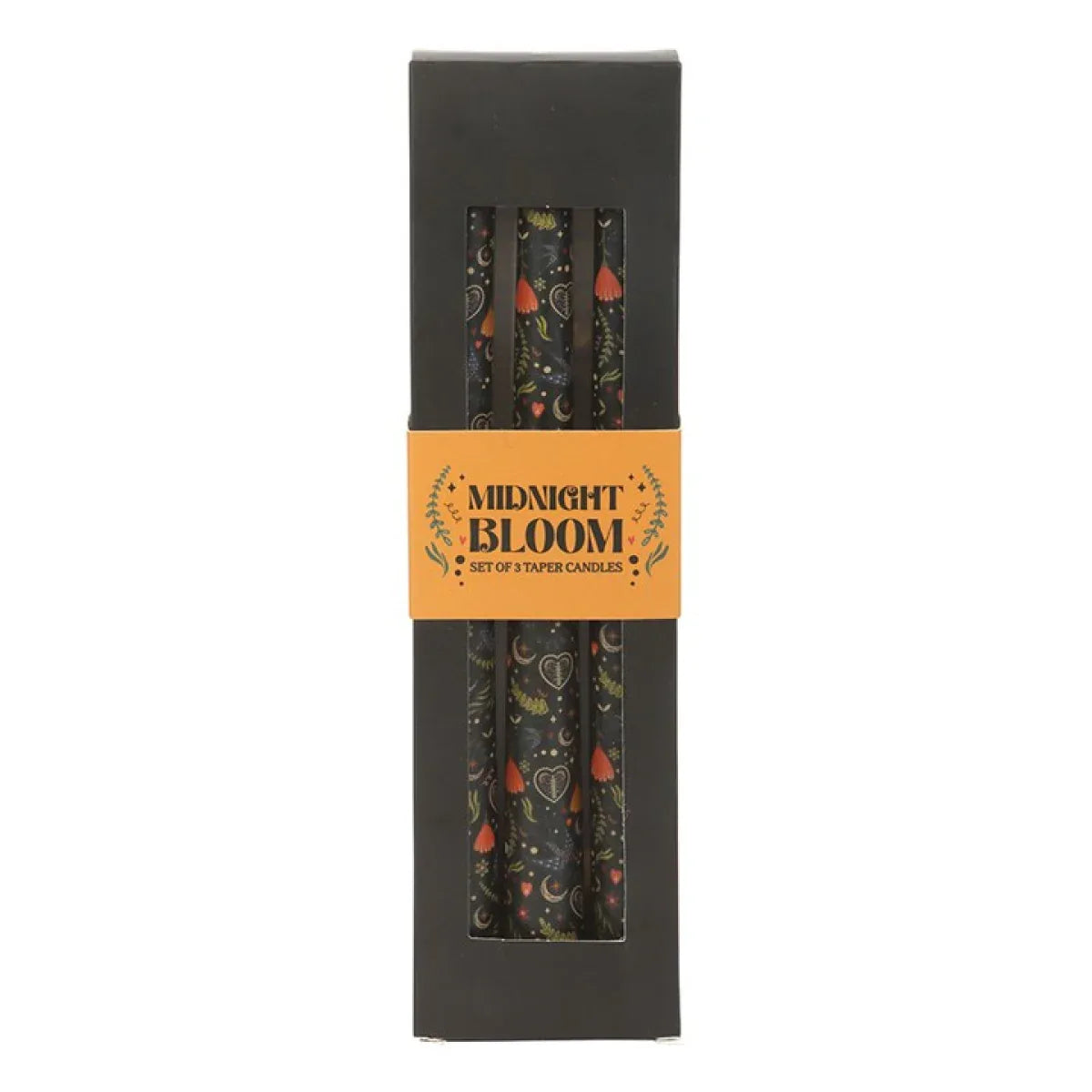 Set of 3 Black Midnight Print Taper Candles - Bobobiy