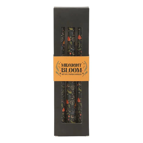 Set of 3 Black Midnight Print Taper Candles - Bobobiy