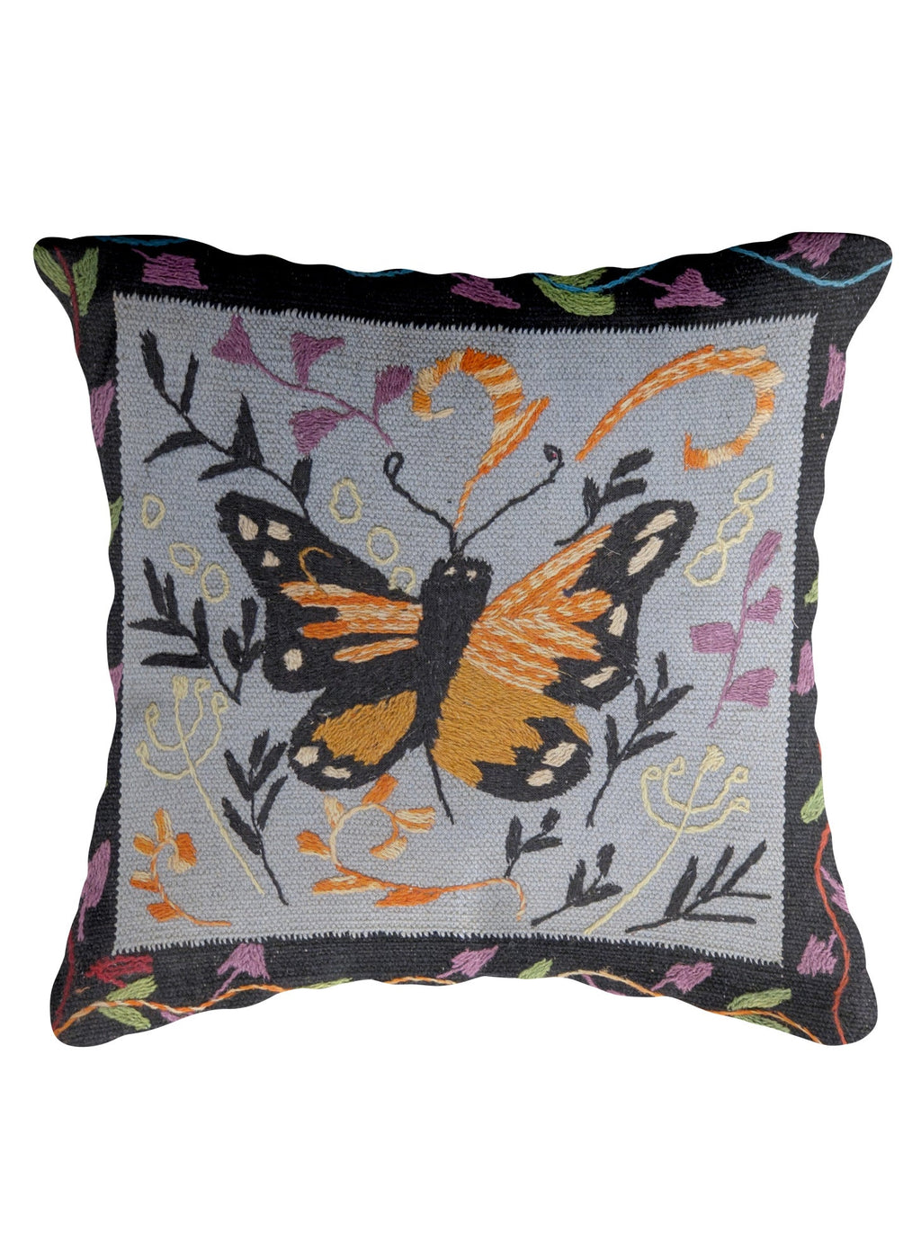 Suzani Hand Embroidered Cushion Cover - 45 x 45 cm - Handmade