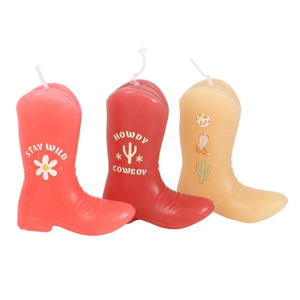 Set of 3 Cowboy Boot Candles - Bobobiy