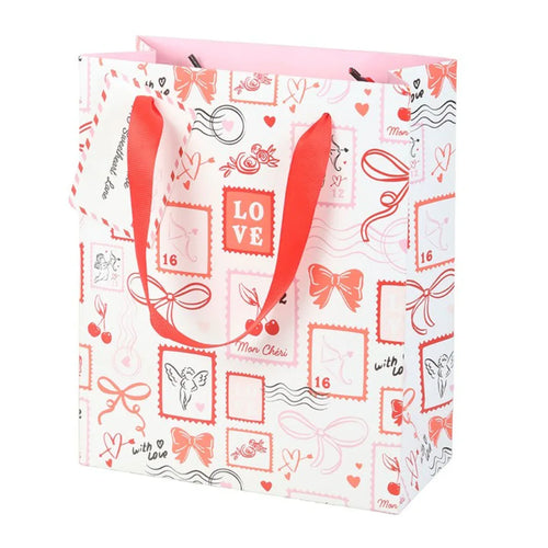Valentine Postage Stamp Print Gift Bag - Bobobiy