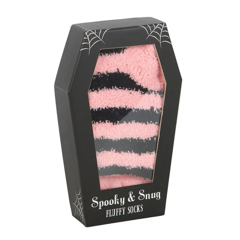 Pink and Black Striped Socks in Coffin Gift Box - Bobobiy