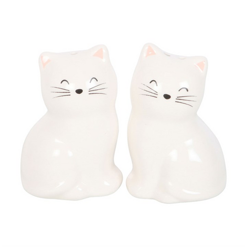 White Cat Shaped Salt and Pepper Shakers