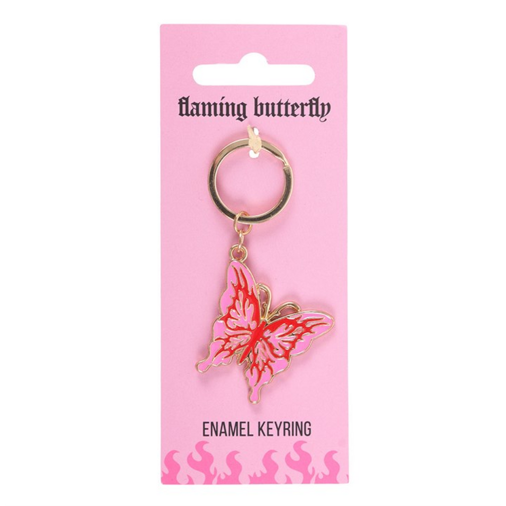 Flaming Butterfly Keyring