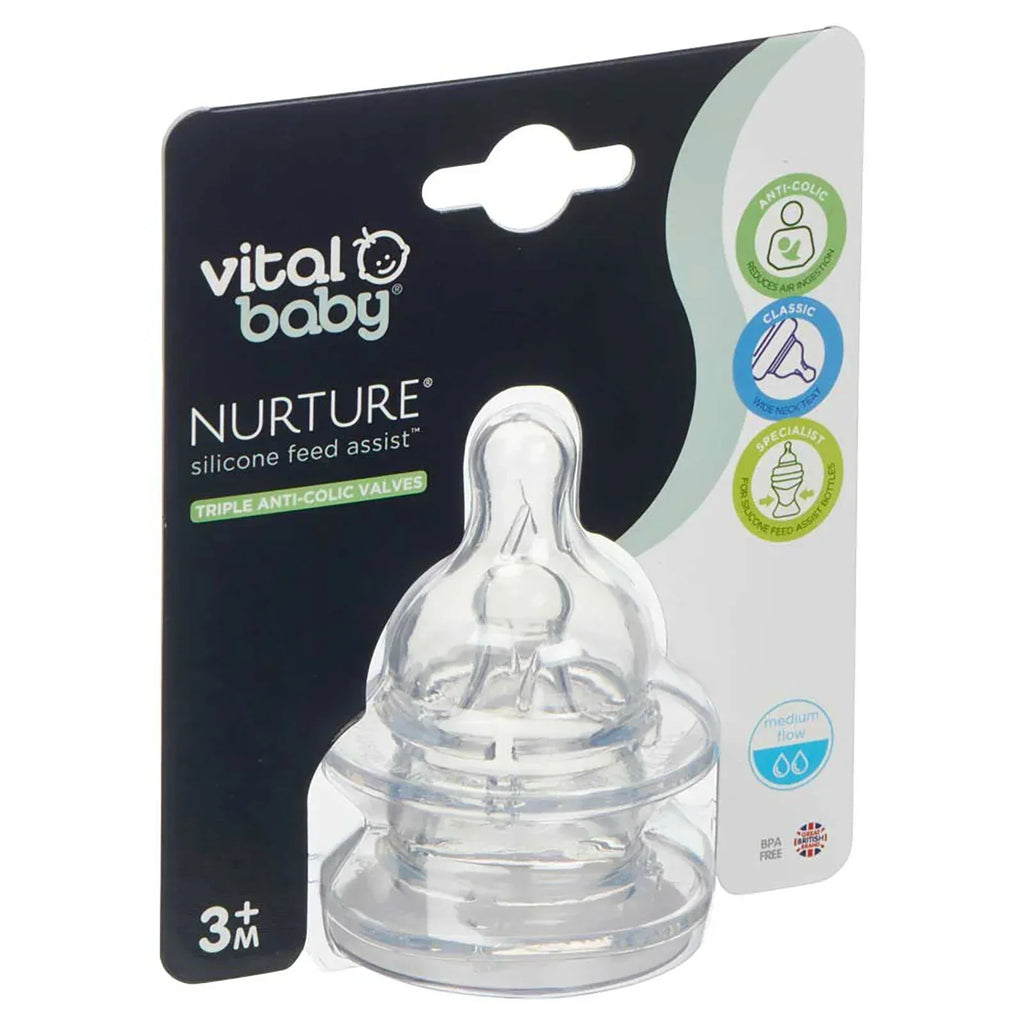 Vital Baby Nurture Silicone Teats Medium Flow - Bobobiy
