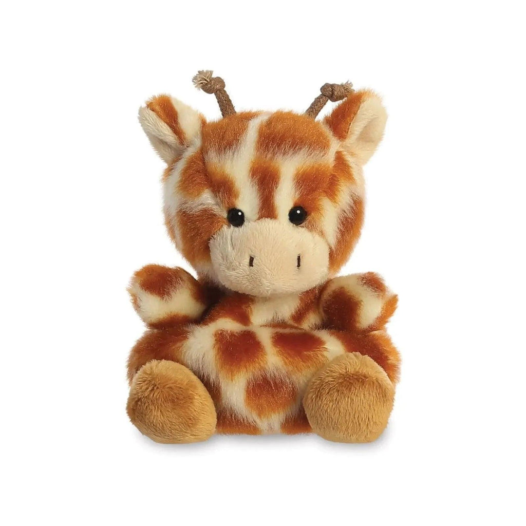 Palm pals giraffe plush toy, brown-and-cream spotted, stitched face, 12 cm