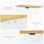 White shoe cabinet details: U-shaped groove handle and anti-tipping device