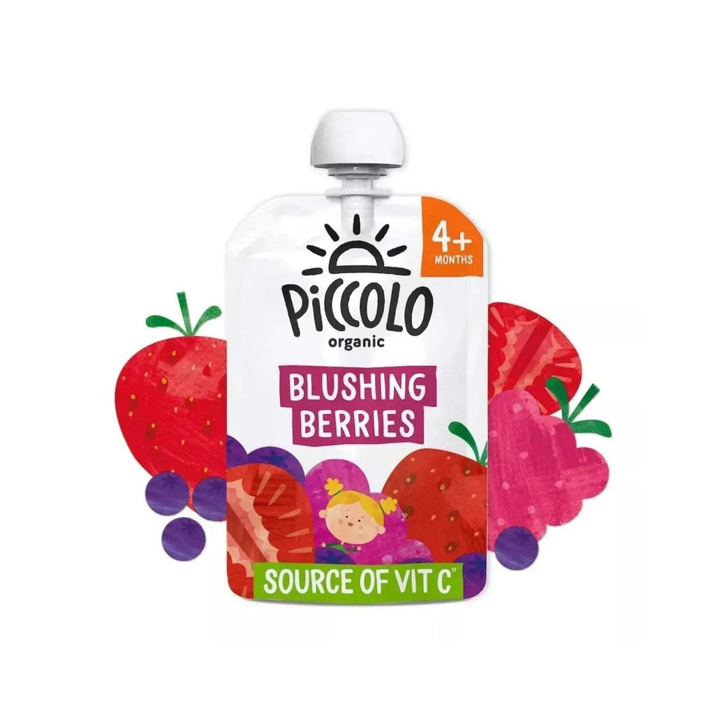 Organic fruit puree pouch, blushing berries, 4+ months, source of vitamin C