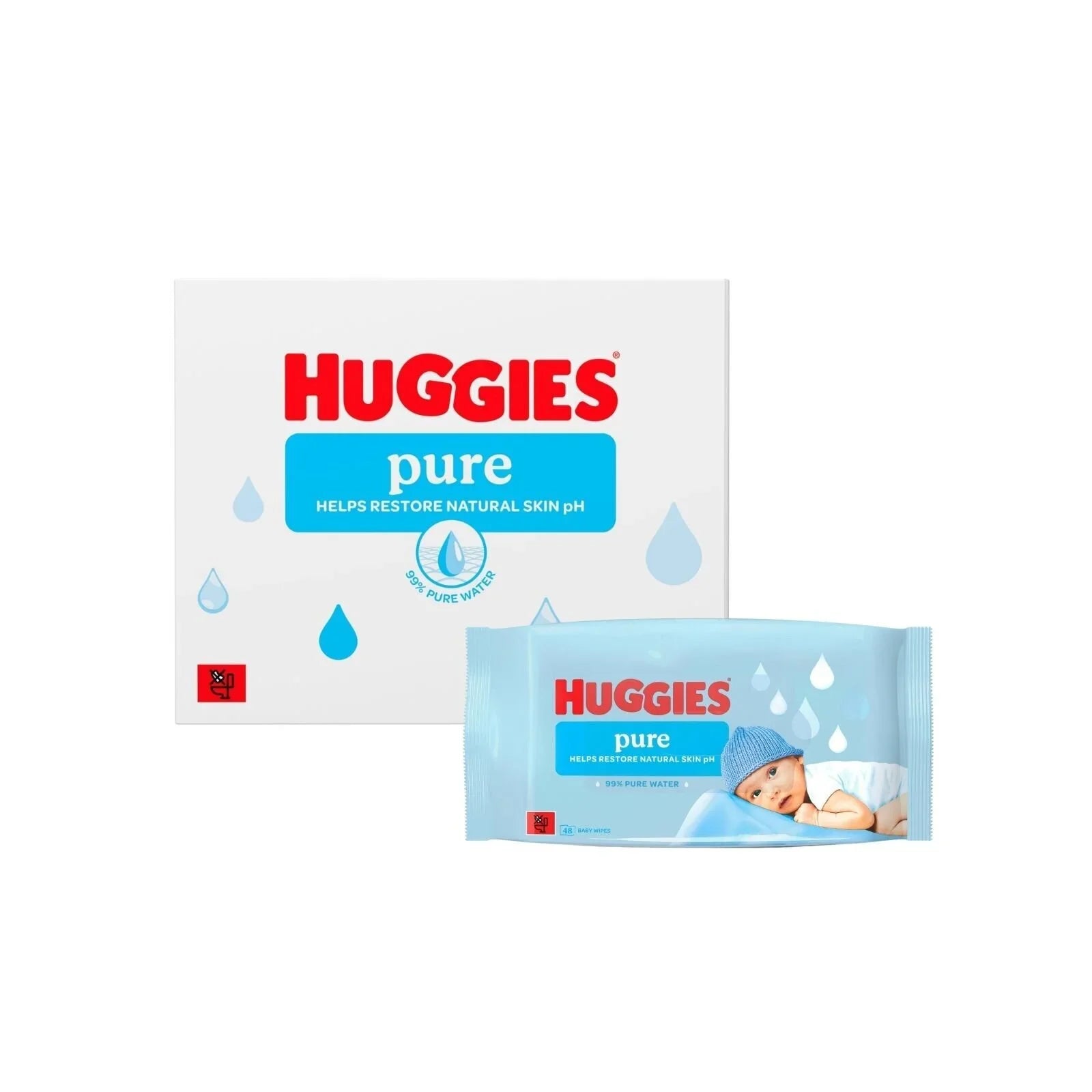 Huggies Pure Plastic Free Baby Wipes 12x48 pcs