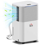 White portable dehumidifier with top vent grille and front water-tank door
