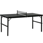 Black folding mini ping pong table with net and aluminum frame