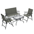Four-Piece Metal Garden Sofa Set - Mixed Brown - Bobobiy