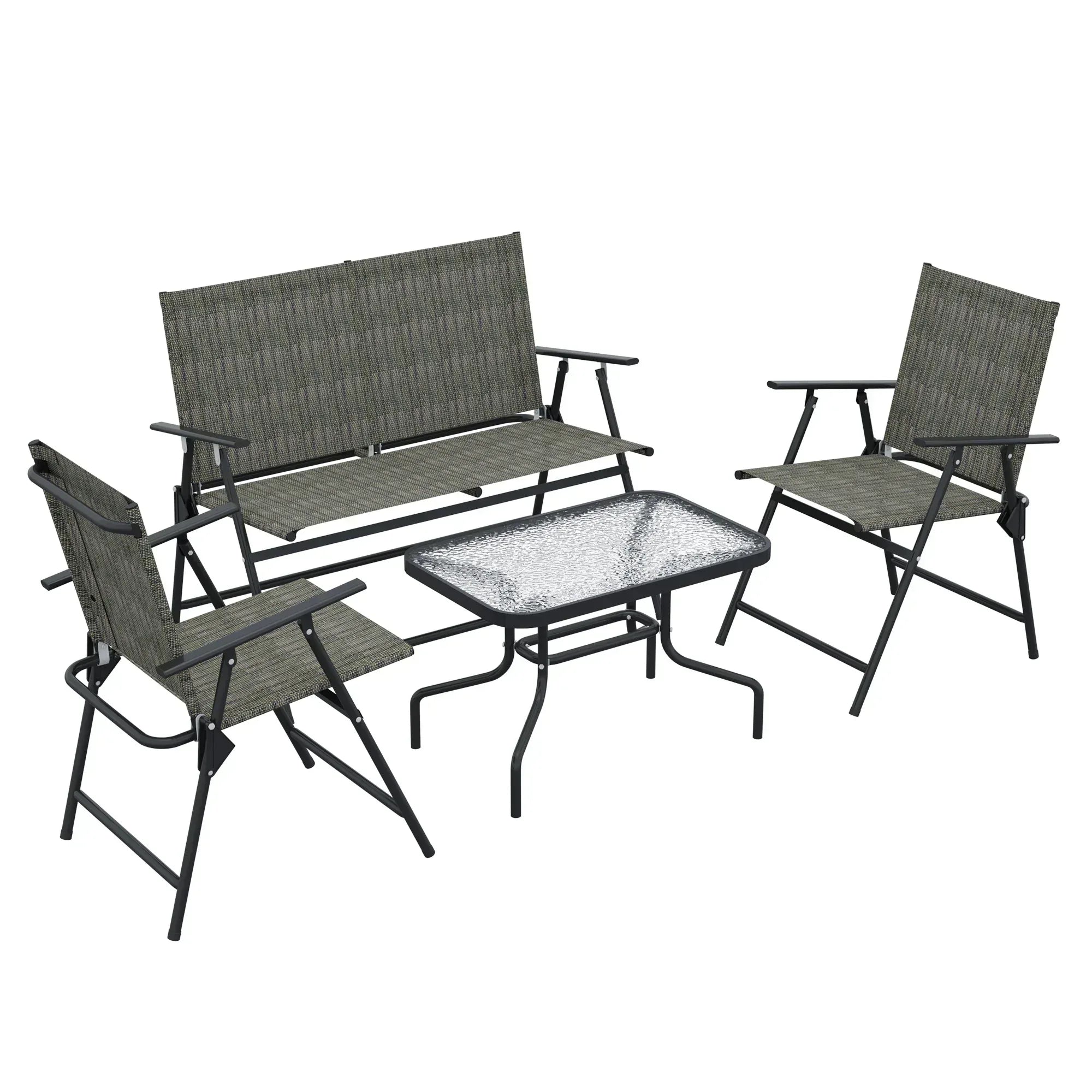 Four-Piece Metal Garden Sofa Set - Mixed Brown - Bobobiy