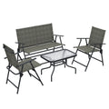 Outsunny Four Piece Metal Garden Sofa Set Mixed Brown