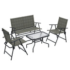 Outsunny Four Piece Metal Garden Sofa Set Mixed Brown