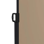Black mounting bracket on retractable privacy screen support post