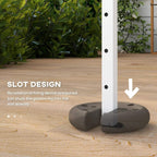 Dark gray canopy base weight with leg slot holding a vertical tent pole