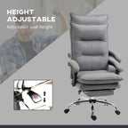 Grey massage office chair with height-adjustable seat and chrome wheeled base