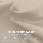 Beige woven Oxford-fabric umbrella cover, close-up of textured material