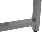 Grey metal table leg with rubber foot cap for stability on outdoor surfaces