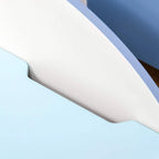 Blue storage box corner with smooth rounded white interior edge