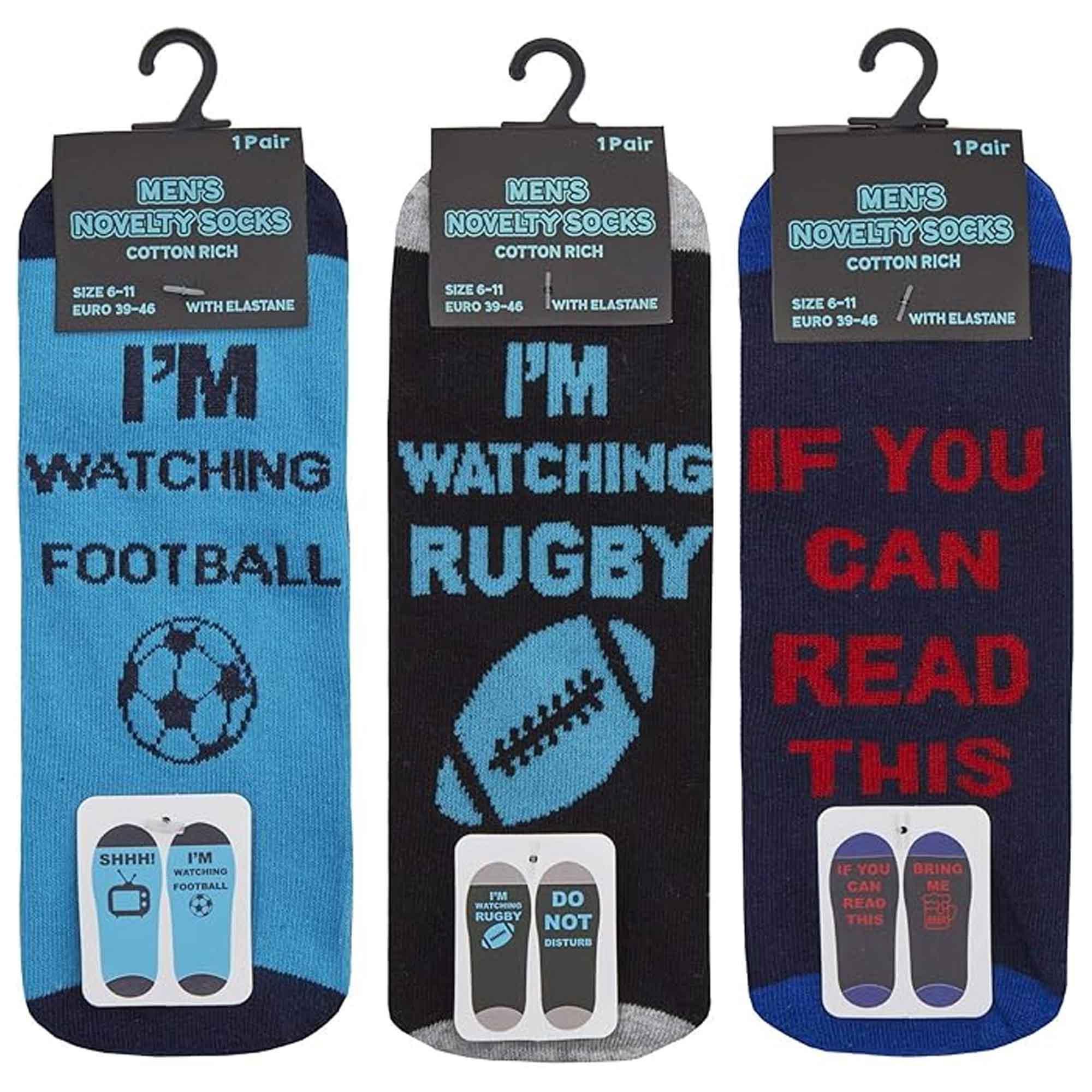 3-pack-mens-novelty-slogan-socks-reinforced-heel-toe-cushioned-footbed-football-rugby-durable-cotton-assorted-styles-sock-stack-assorted-6-11-socks-1182322077 - Bobobiy