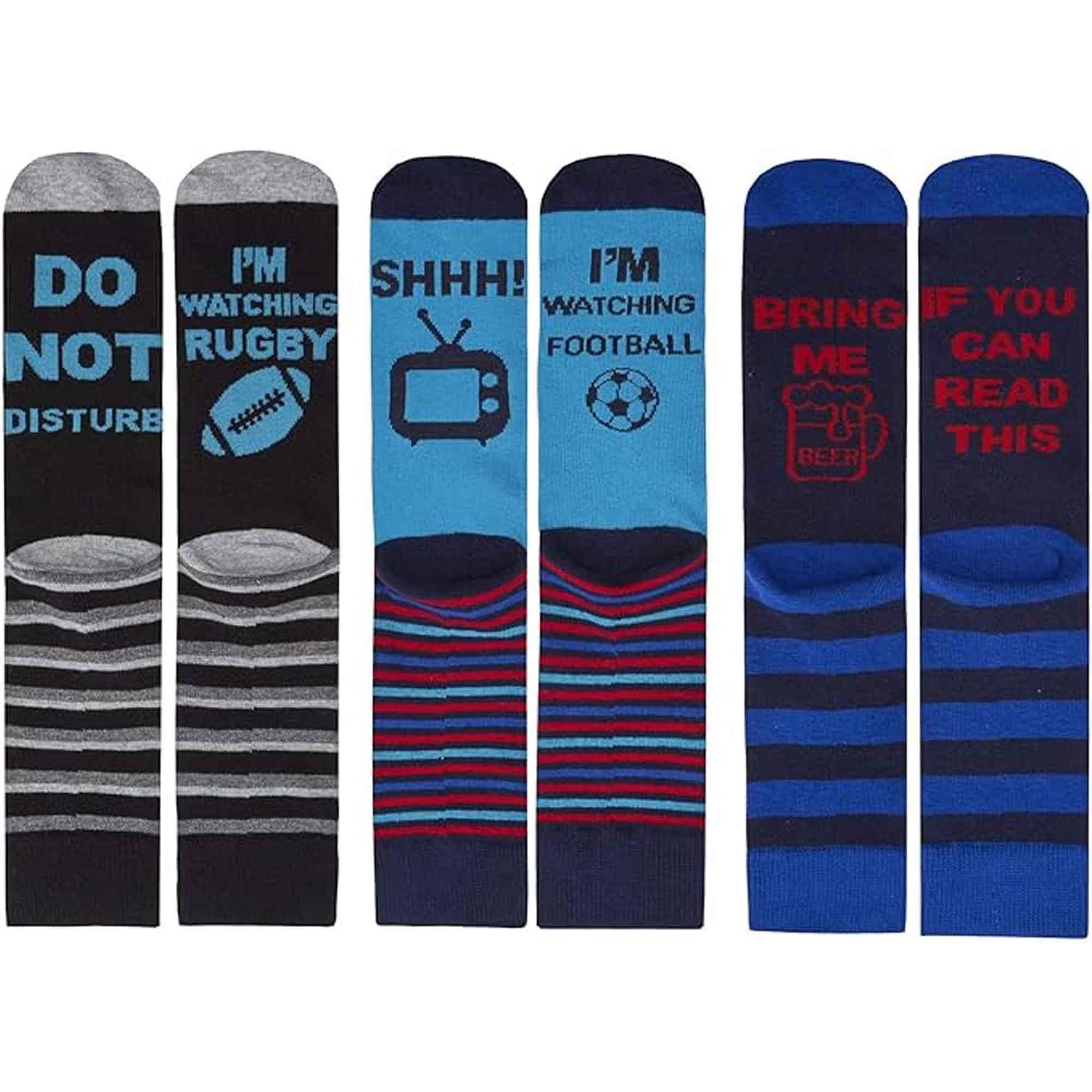 3-pack-mens-novelty-slogan-socks-reinforced-heel-toe-cushioned-footbed-football-rugby-durable-cotton-assorted-styles-sock-stack-assorted-6-11-socks-1182322078 - Bobobiy