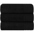 3 bath sheet towels, black with ribbed stripe border