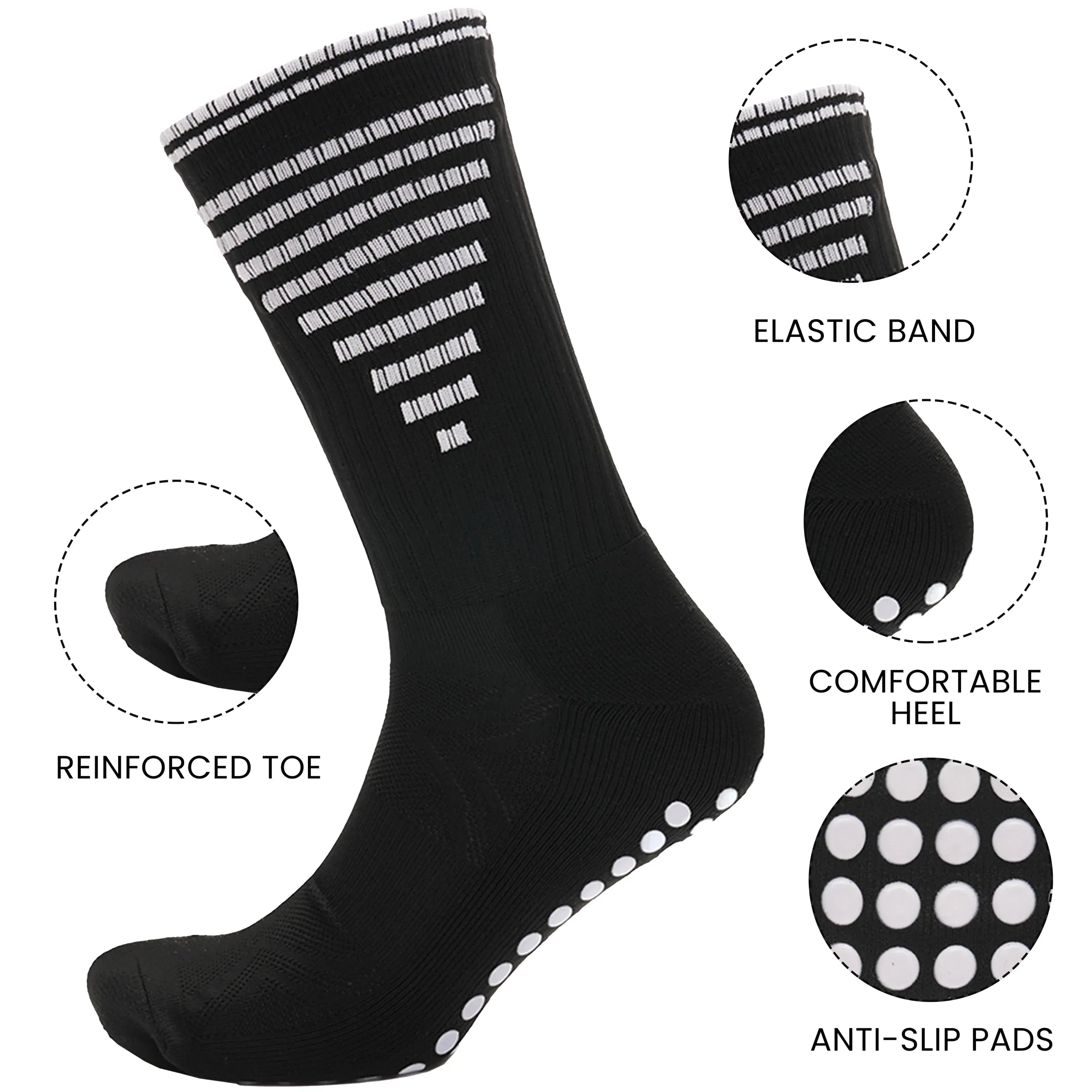 3-pairs-black-anti-slip-football-grip-socks-for-men-sports-socks-for-gym-running-yoga-trekking-hiking-by-sock-stack-socks-1176950091 - Bobobiy