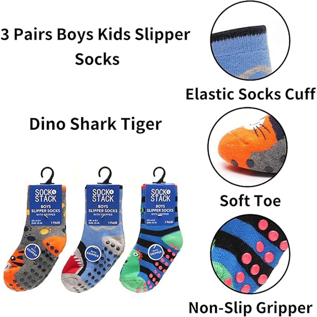 3-pairs-boys-non-slip-thermal-slipper-socks-dino-shark-tiger-designs-cozy-indoor-kids-socks-warm-anti-skid-socks-for-winter-in-sizes-6-8-9-12-12-3-from-sock-stack-socks-1180693242 - Bobobiy