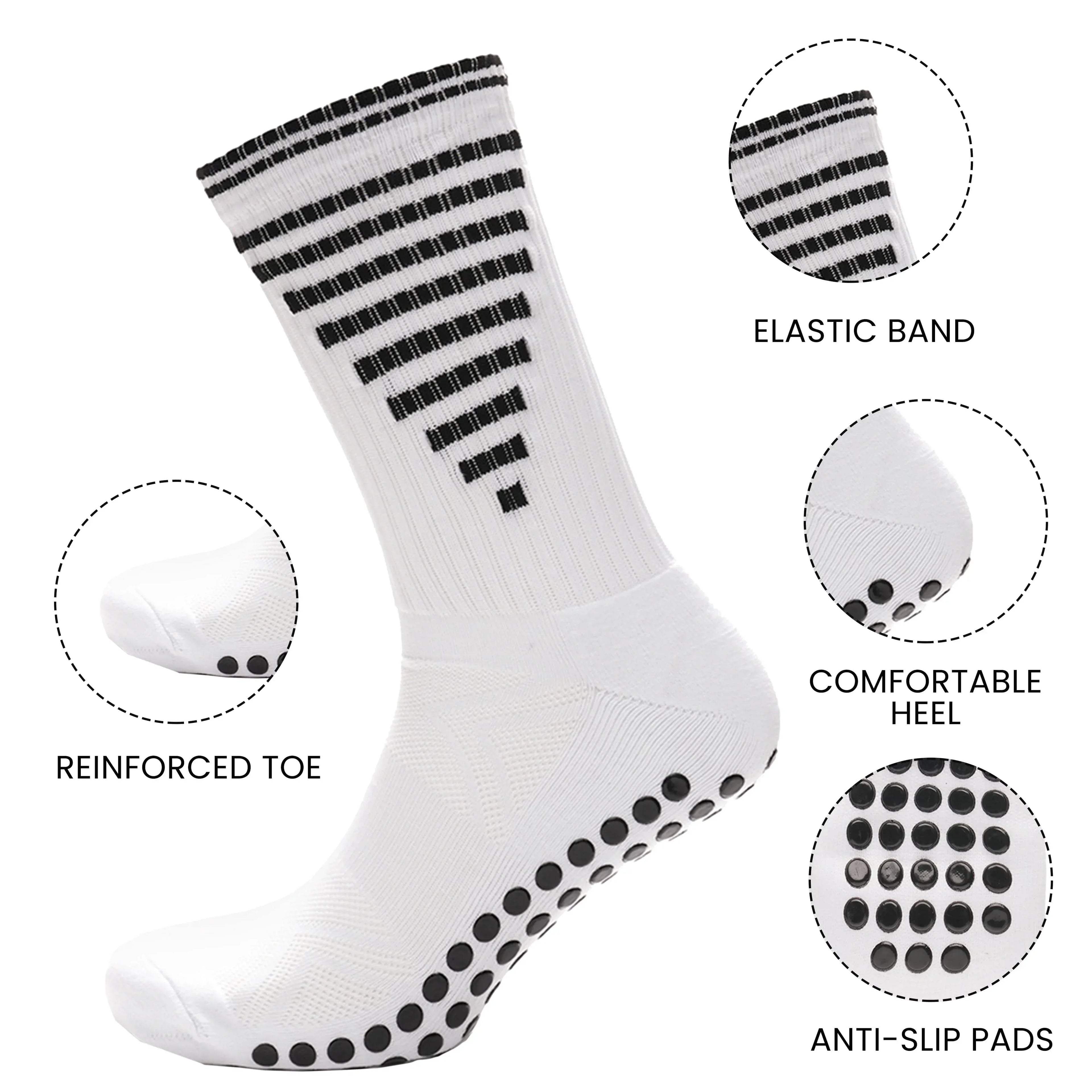 3-pairs-white-anti-slip-football-grip-socks-for-men-sports-socks-for-gym-running-yoga-trekking-hiking-by-sock-stack-socks-1176950104 - Bobobiy