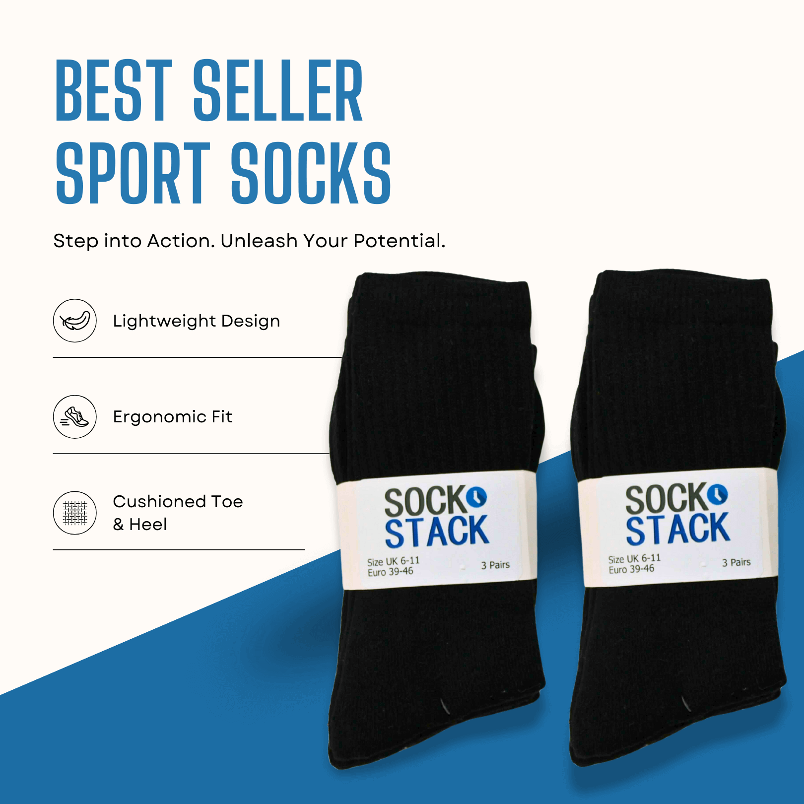 15 Pairs Mens Cotton Rich Performance Sport Socks Outdoor Athletics Running Hiking Football Black Grey White Sock Cushioned Anti-Blister Moisture-Wicking Breathable Comfortable UK 6-11