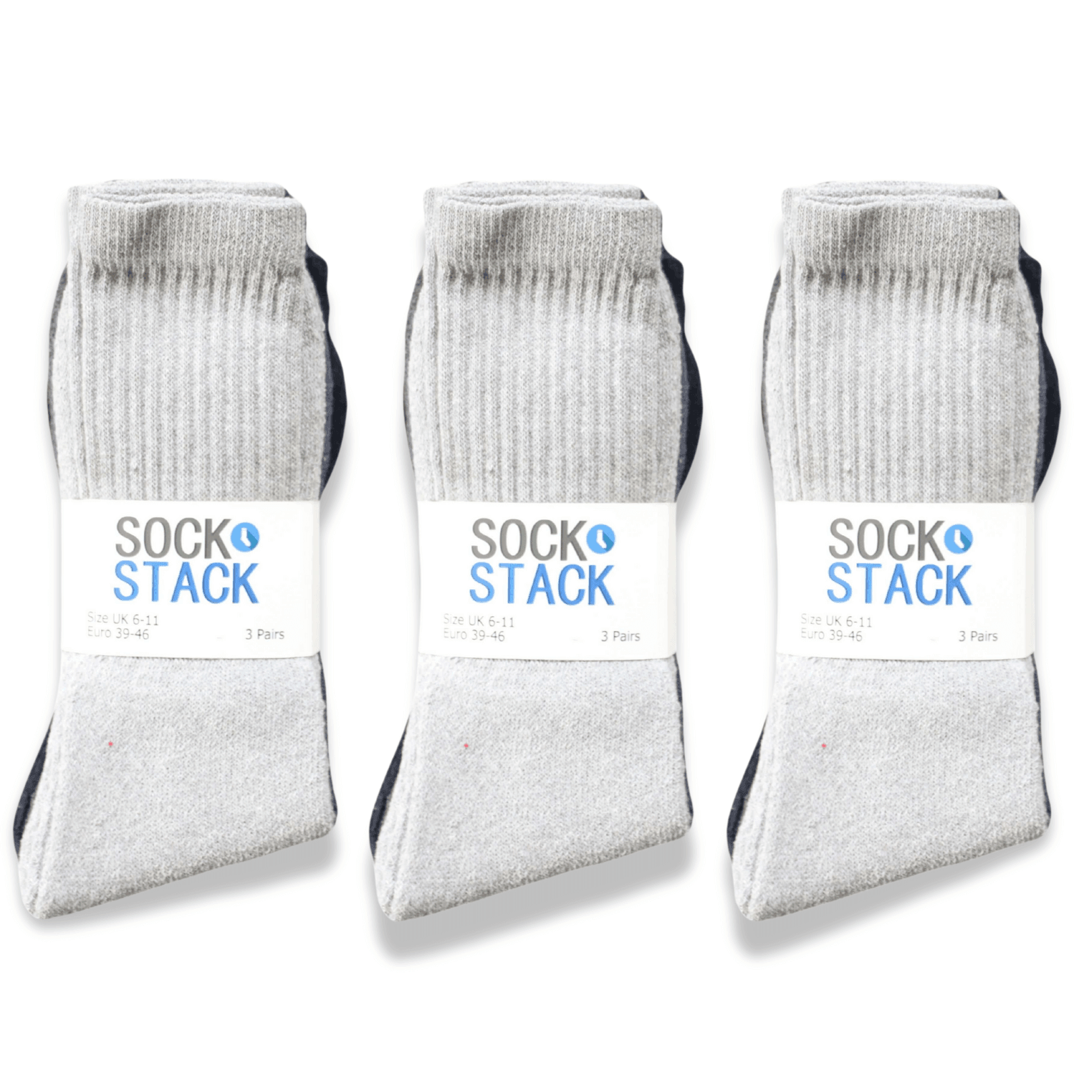 15 Pairs Mens Cotton Rich Performance Sport Socks Outdoor Athletics Running Hiking Football Black Grey White Sock Cushioned Anti-Blister Moisture-Wicking Breathable Comfortable UK 6-11