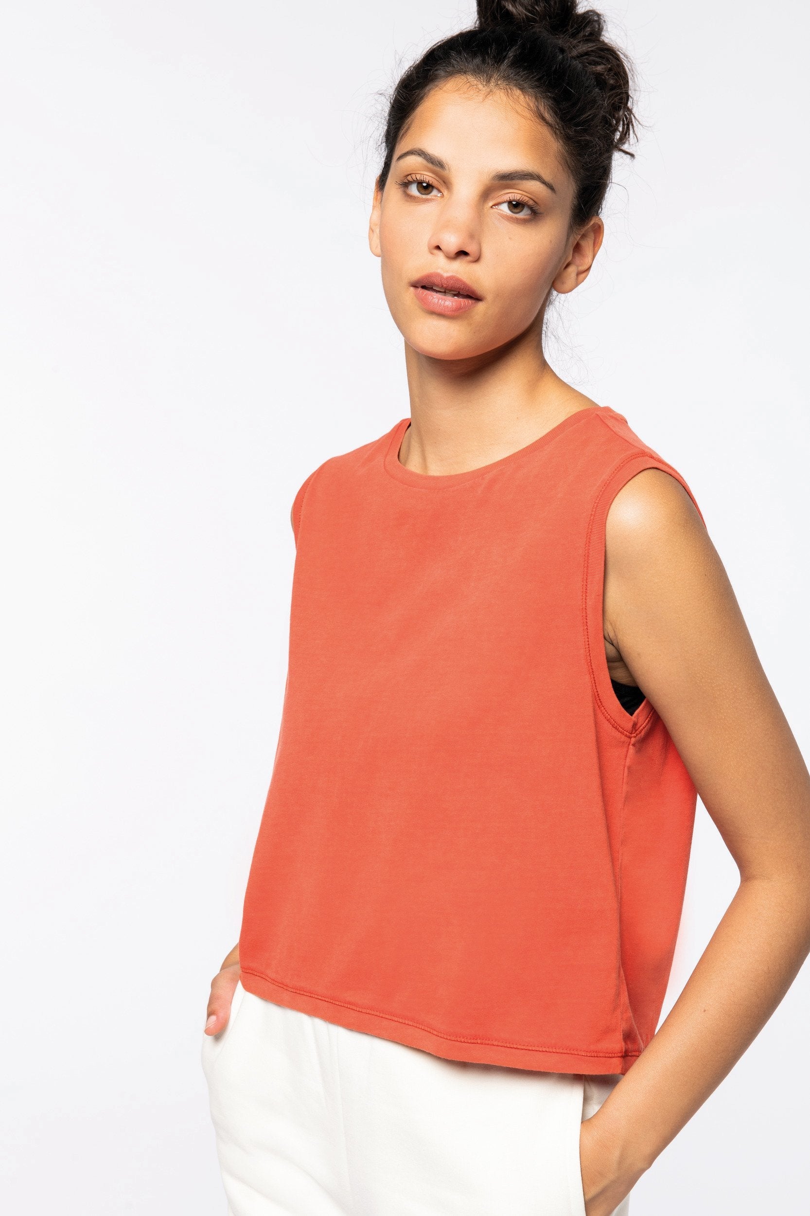 Organic Faded Cropped Tank Top: Womens