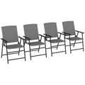 Set of Four Folding Rattan Seat Chairs - Grey - Bobobiy