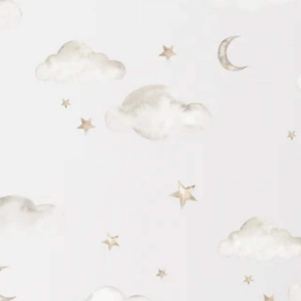 Close-up: cloud, crescent moon and star wall sticker pattern