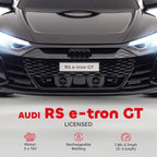 Black kids electric ride-on car, front grille and LED headlights, Audi-style design