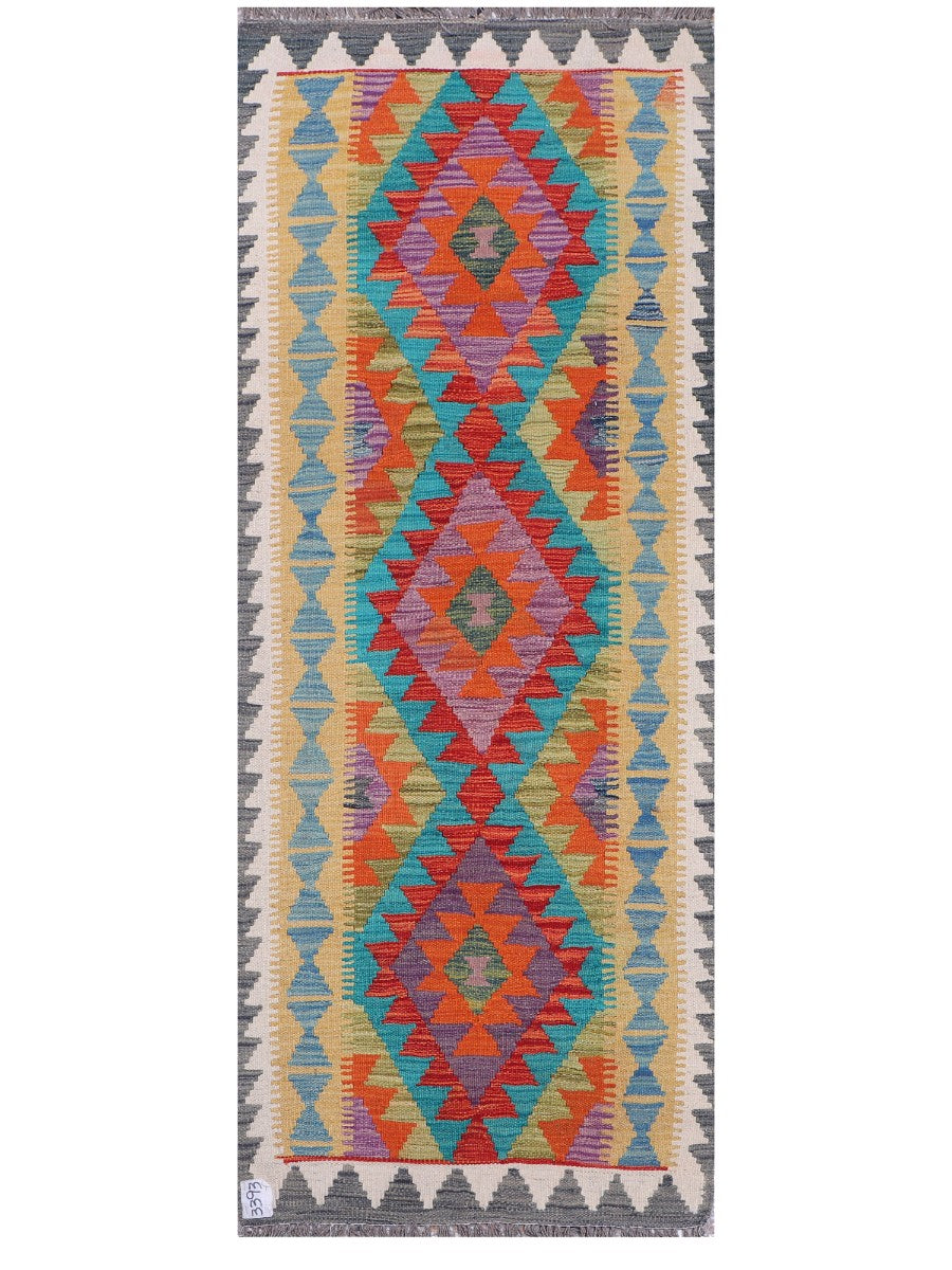 Maimana Afghanistan Kilim Rug - 193 x75 cm - Handmade