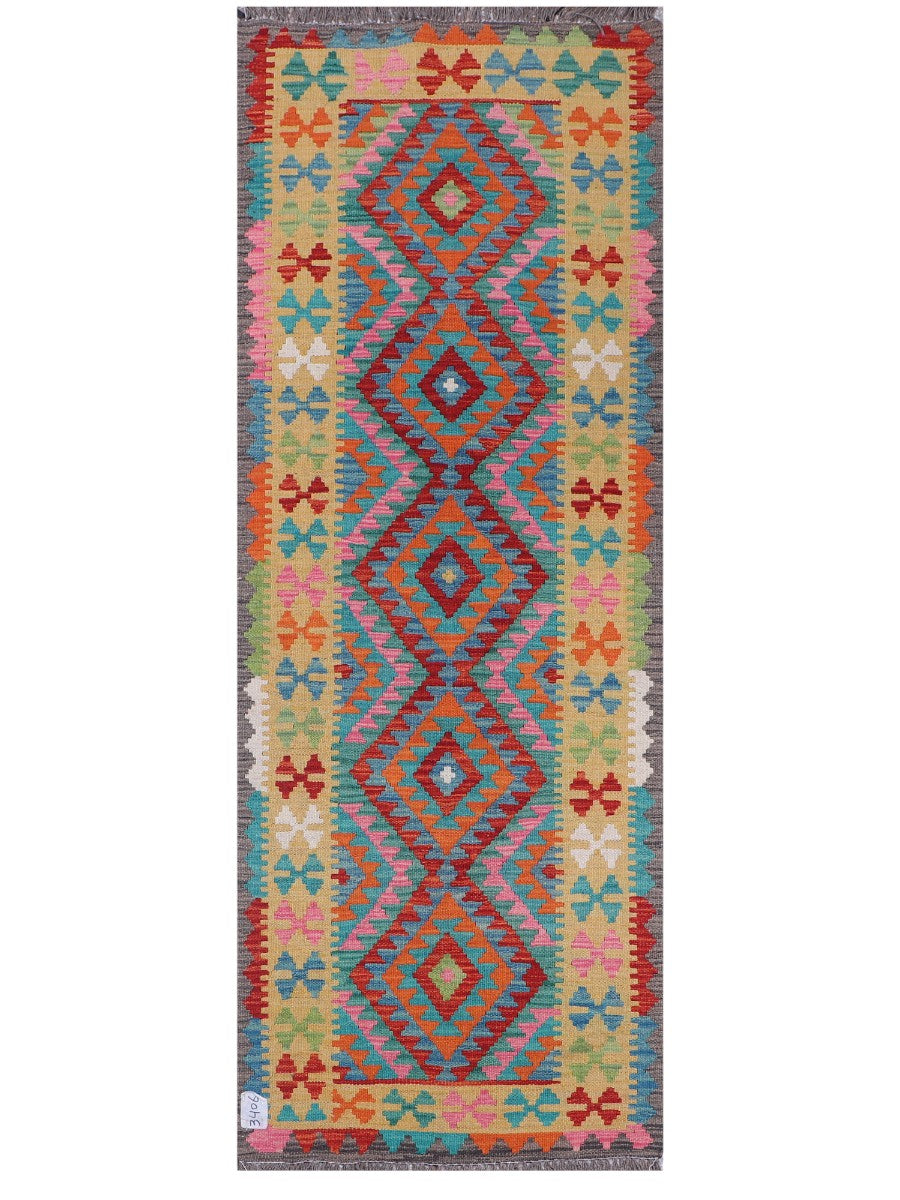 Maimana Afghanistan Kilim Rug - 202 x74 cm - Handmade