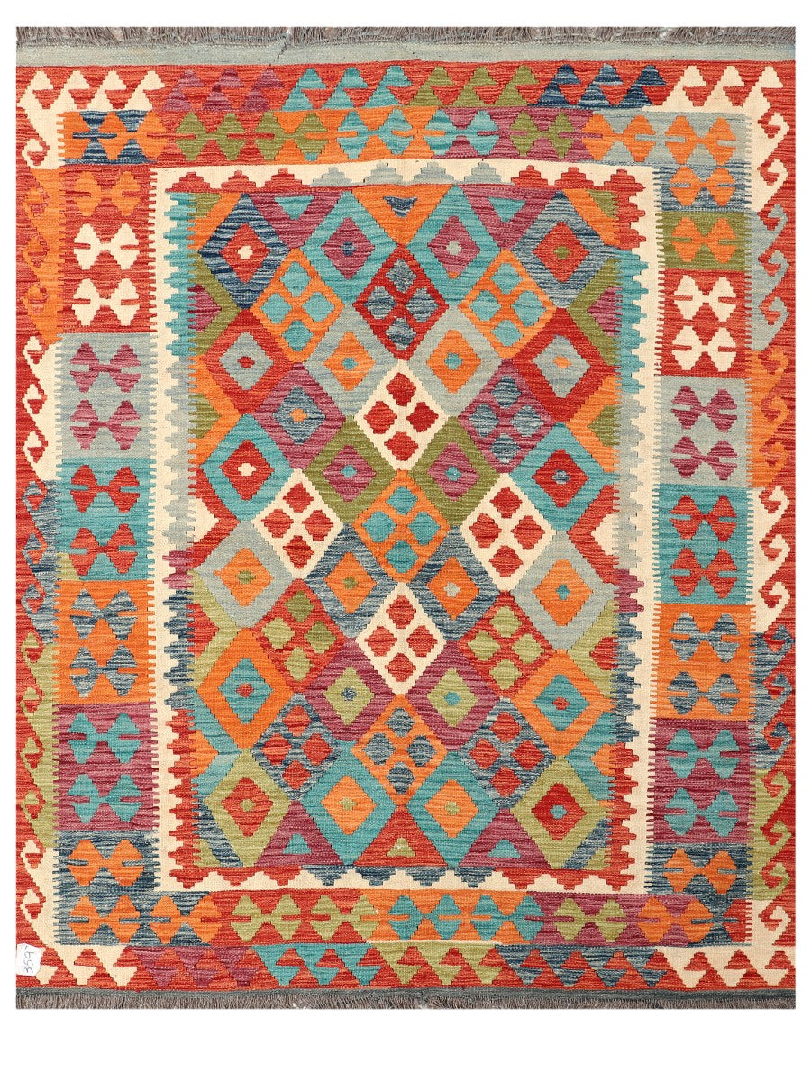 Maimana Afghanistan Kilim Rug - 188 x149 cm - Handmade