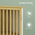 Bamboo frame under-sink cabinet front with vertical slats and natural wood finish